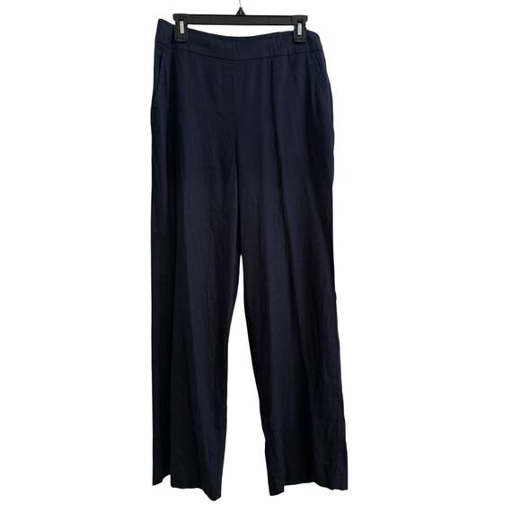 Chico's Navy Wide Leg Linen Pants Pull On Plus 1.5R (10)  NWT Stretch - Picture 3 of 9